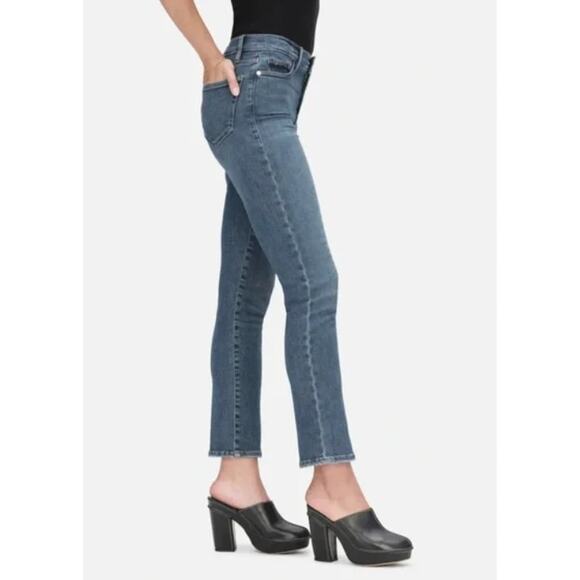 FRAME WOMENS 25 LE HIGH-RISE STRAIGHT FIT ANKLE JEANS BESTIA MEDIUM BLUE DENIM - Picture 2 of 12